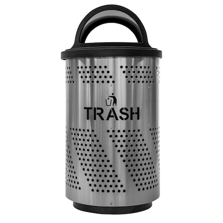 Ex-Cell Kaiser Arena-Perforated Outdoor 51-Gal. Trash Receptacle, Stainless Steel ARENA-X51 T SS/BLK